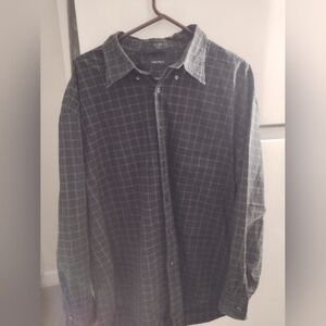 Nautica Navy Grid Pattern Dress Shirt Size XXL..